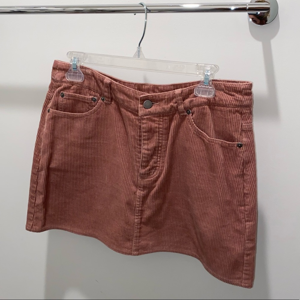 Pink corduroy mini skirt